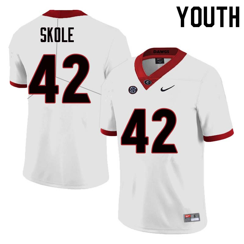 Youth Georgia Bulldogs #42 Jake Skole College Football Jerseys Sale-White